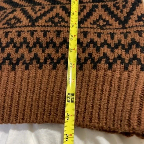 AERIE |Fair Isle | Aztec Pattern | Oversized Quarter Zip |Brown/Black |Size XS - Picture 11 of 16